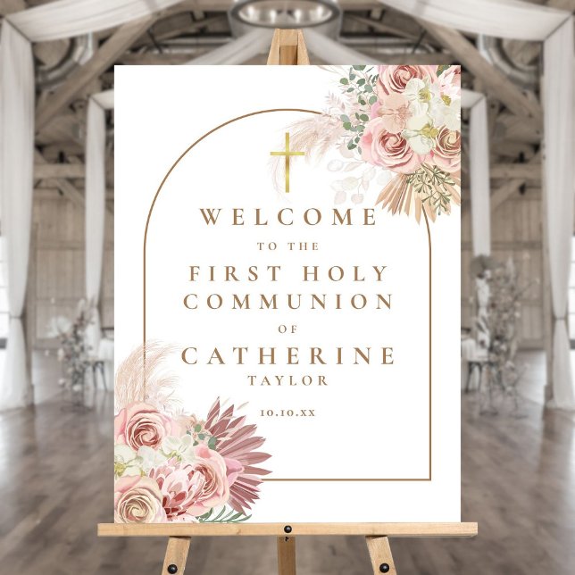 Pampas Grass First Communion Welcome Sign (Pampas Grass First Communion Welcome Sign)