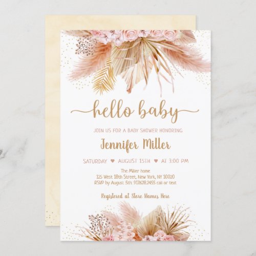 Pampas Grass Floral Baby Shower Invitation