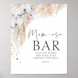 Pampas Grass Floral Baby Shower Mom-osa Bar Poster