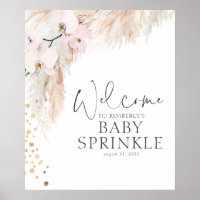 Pampas Grass Floral Baby Shower Welcome  Poster
