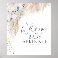 Pampas Grass Floral Baby Shower Welcome Poster
