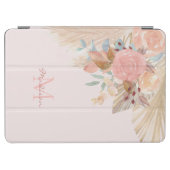  Pampas Grass Floral Blush Pink Name Monogram iPad Air Cover (Horizontal)