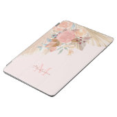  Pampas Grass Floral Blush Pink Name Monogram iPad Air Cover (Side)