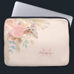 Pampas Grass Floral Blush Pink Name Monogram Laptop Sleeve<br><div class="desc">This stylish laptop sleeve is decorated with watercolor pampas grass,  eucalyptus,  flowers,  and dried leaves on a blush pink background.
Easily customizable.
Because we create our artwork you won't find this exact image from other designers.
Original Watercolor © Michele Davies.</div>