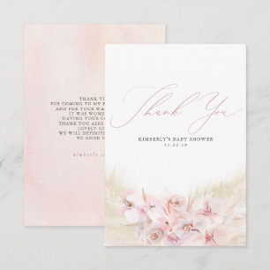 Pampas Grass Floral Boho Baby Shower Thank You Card