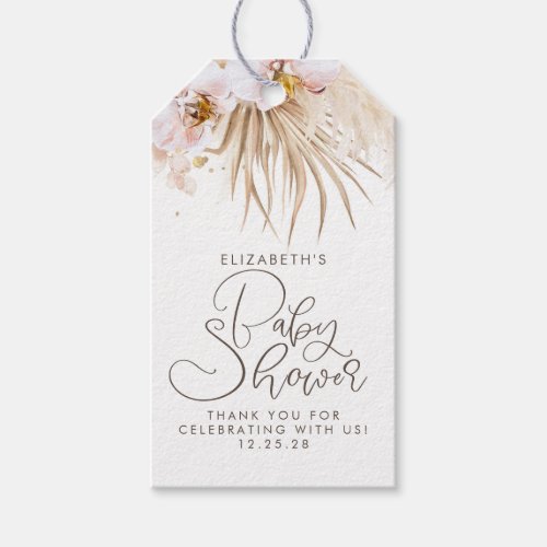 Pampas Grass Floral Boho Baby Shower Thank You Fav Gift Tags