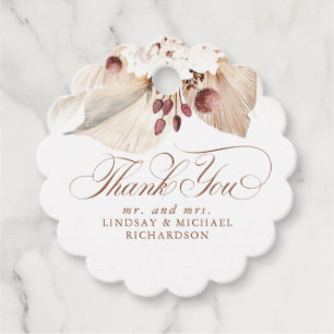 Pampas Grass Floral Boho Exotic Thank You Favor Tags