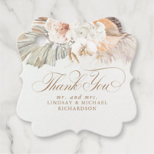 Pampas Grass Floral Boho Thank You Favor Tags