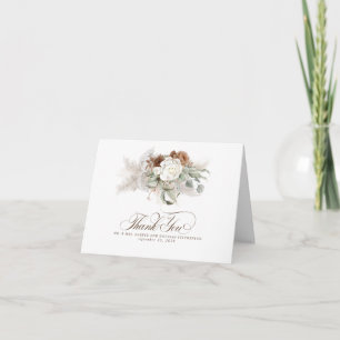 Pampas Grass Floral Boho Wedding Thank You Card