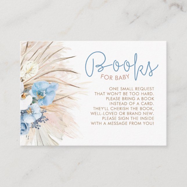 Pampas Grass Floral Books For Baby Request Enclosure Card (Front)