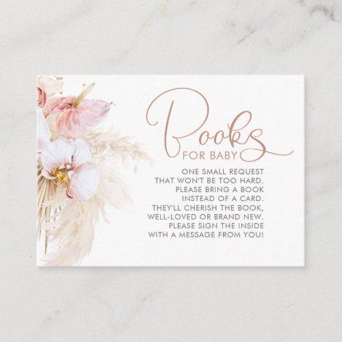 Pampas Grass Floral Books For Baby Request Enclosure Card