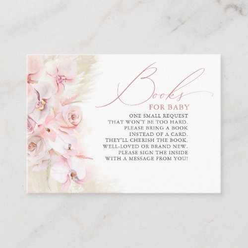 Pampas Grass Floral Books For Baby Request Enclosure Card