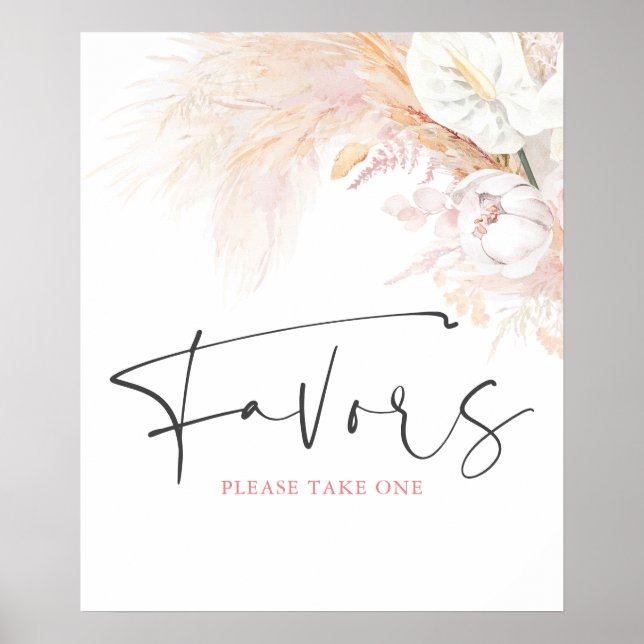 Pampas Grass Floral Botanical Favors Sign (Front)