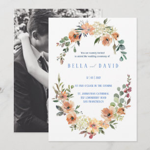 Pampas Grass Floral Burgundy Terracotta Wedding  Invitation