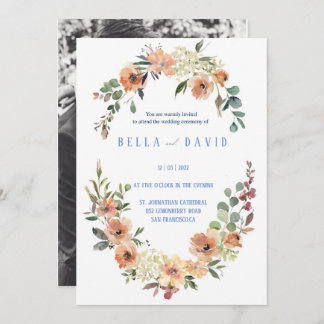 Pampas Grass Floral Burgundy Terracotta Wedding  Invitation