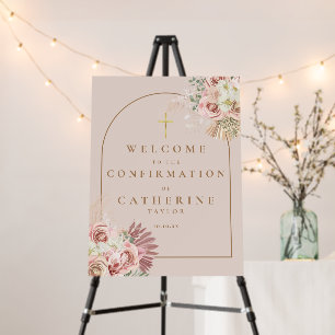 Pampas Grass Floral Confirmation Welcome Sign