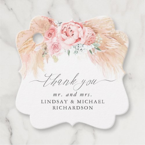 Pampas Grass Floral Elegant Wedding Thank You Favo Favor Tags