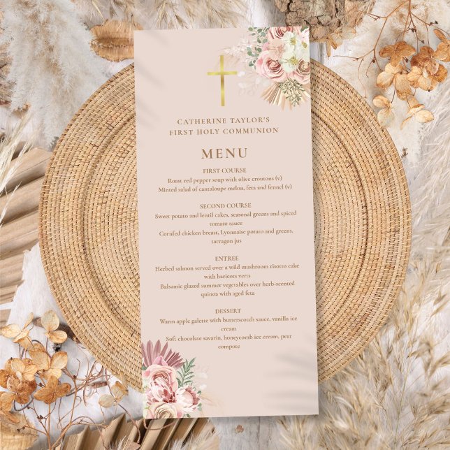 Pampas Grass Floral First Holy Communion Menu (Pampas Grass Floral First Holy Communion Menu)