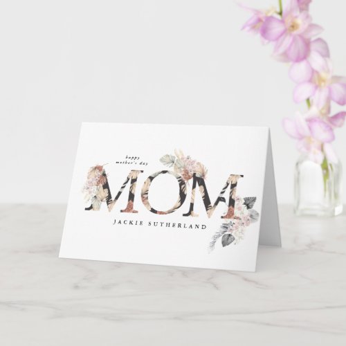 Pampas Grass Floral Photo Boho Modern Mom Day Card