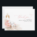 Pampas Grass Floral Pink Bridal Shower Thank You Card<br><div class="desc">Pampas grass floral blush bridal shower thank you cards</div>