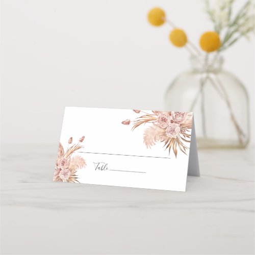 Pampas Grass Floral Terracotta Desert Palm Wedding Place Card