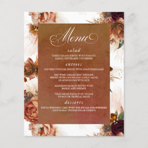 Pampas Grass Floral Terracotta Menu Cards Flyer