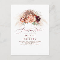 Pampas Grass Floral Terracotta Save the Date
