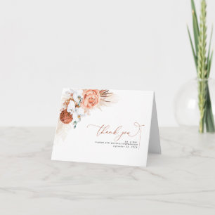 Pampas Grass Floral Terracotta Wedding Thank You Card