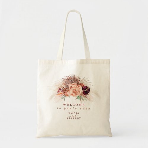 Pampas Grass Floral Terracotta Wedding Tote Bag