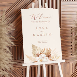 Pampas Grass Floral Terracotta Wedding Welcome Poster