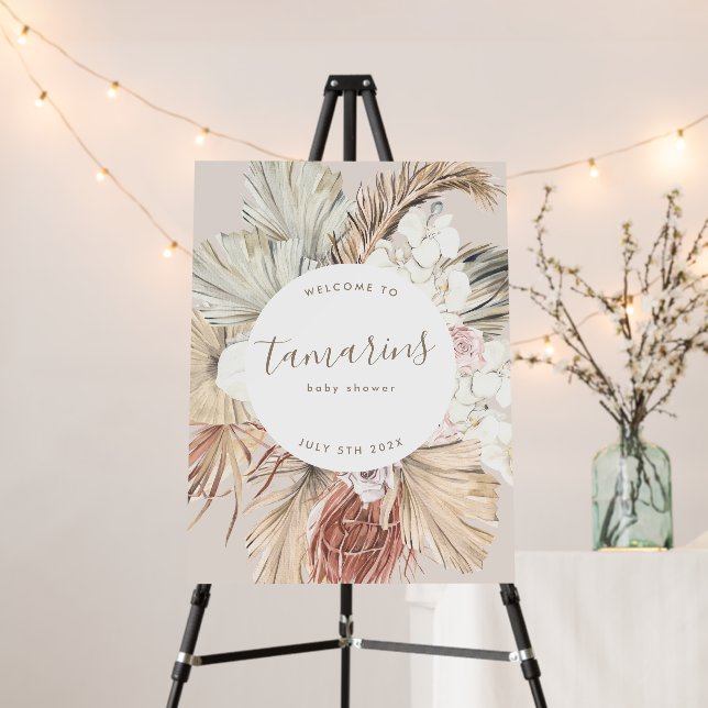 Pampas Grass Floral Tropical Beach Boho Welcome Foam Board (In Situ (Stand))