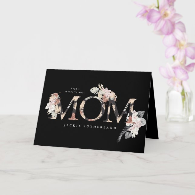 Pampas Grass Floral Tropical Boho Modern Mom Day Card (Orchid)