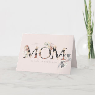 Pampas Grass Floral Tropical Boho Pink Mothers Day Card