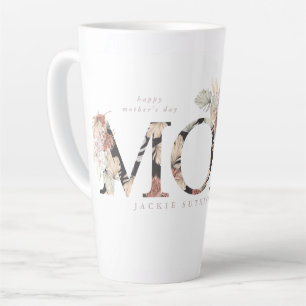 Pampas Grass Floral Tropical Boho Pink Mothers Day Latte Mug