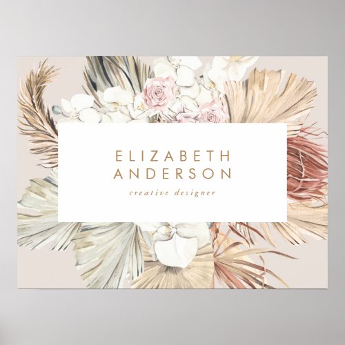 Pampas Grass Floral Tropical Jungle Business Card Poster