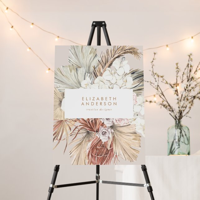 Pampas Grass Floral Tropical Jungle Business Sign (In Situ (Stand))
