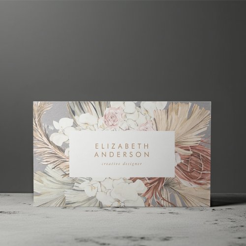 Pampas Grass Floral Tropical Jungle Kraft Business Card