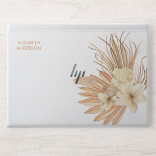Pampas Grass Floral Tropical Jungle monogram HP Laptop Skin