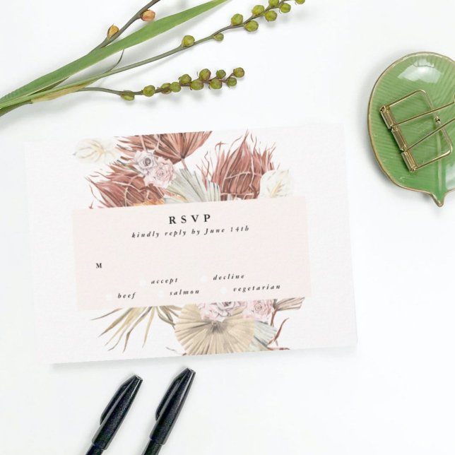 Pampas Grass Floral Tropical Jungle Wedding RSVP (Creator Uploaded)