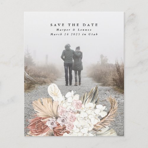Pampas Grass Floral Tropical save the date budget Flyer