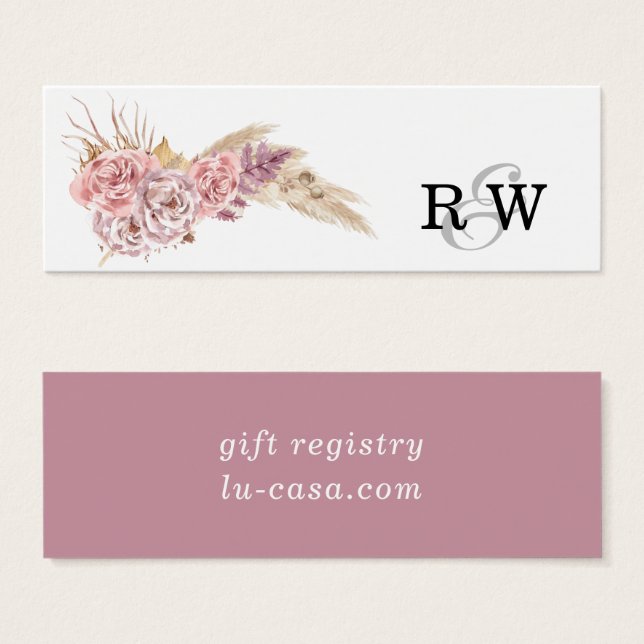 Pampas Grass Floral Wedding Registry Insert Card (Front & Back)