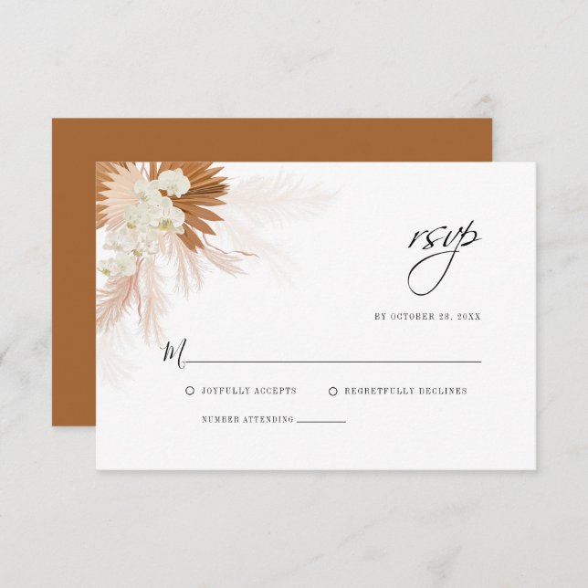 Pampas Grass Floral Wedding RSVP Card (Front/Back)