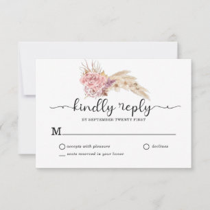 Pampas Grass Floral Wedding RSVP Card