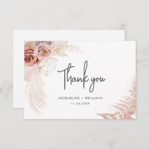 Pampas Grass Floral Wedding Thank You Card