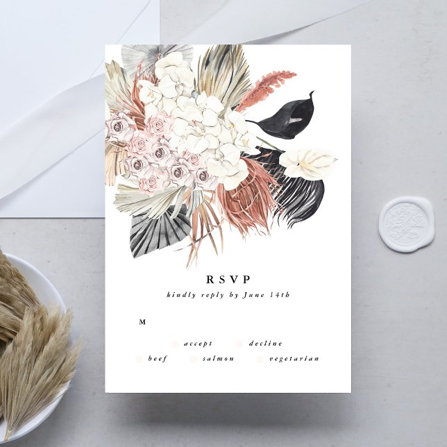 Pampas Grass Flower Tropical Jungle Wedding RSVP Card (Creator Uploaded)