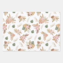 Pampas Grass & Flowers on White