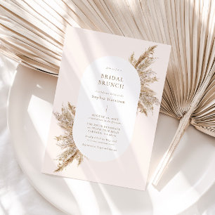 Pampas Grass Frame Beige Bridal Shower Invitation