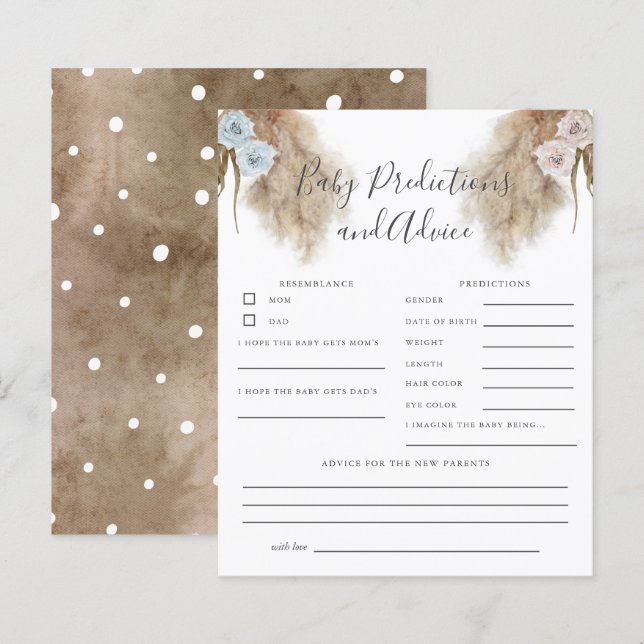 Pampas Grass Gender Reveal Baby Predictions Game (Front/Back)