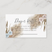 Pampas Grass Gender Reveal Diaper Raffle Ticket Enclosure Card