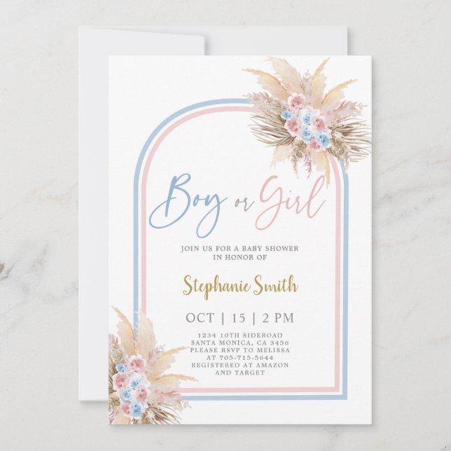 Pampas Grass Gender Reveal Invitation (Front)